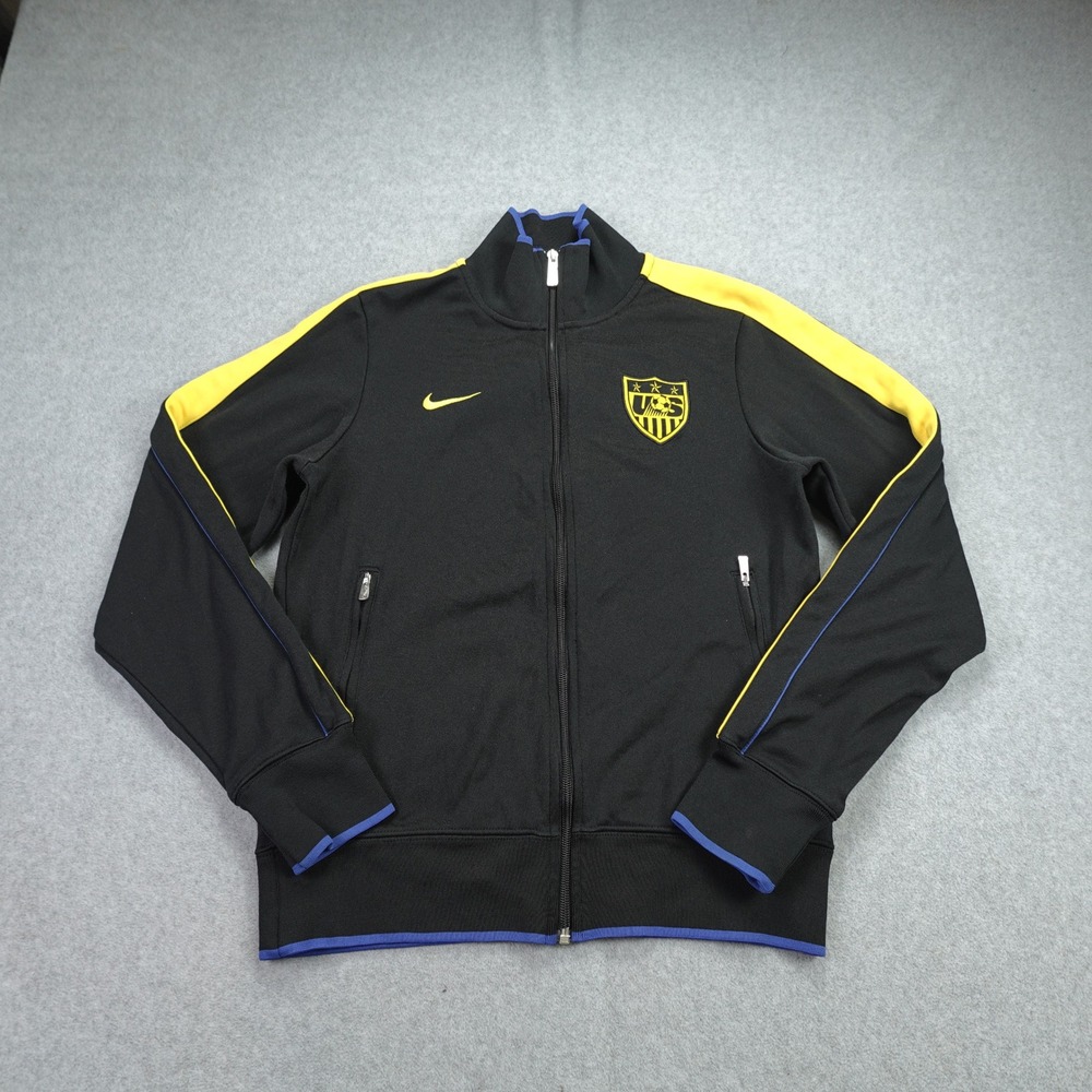 Nike US Soccer Jacket Mens Small Black Yellow Full Zip‎ Track USMNT Team